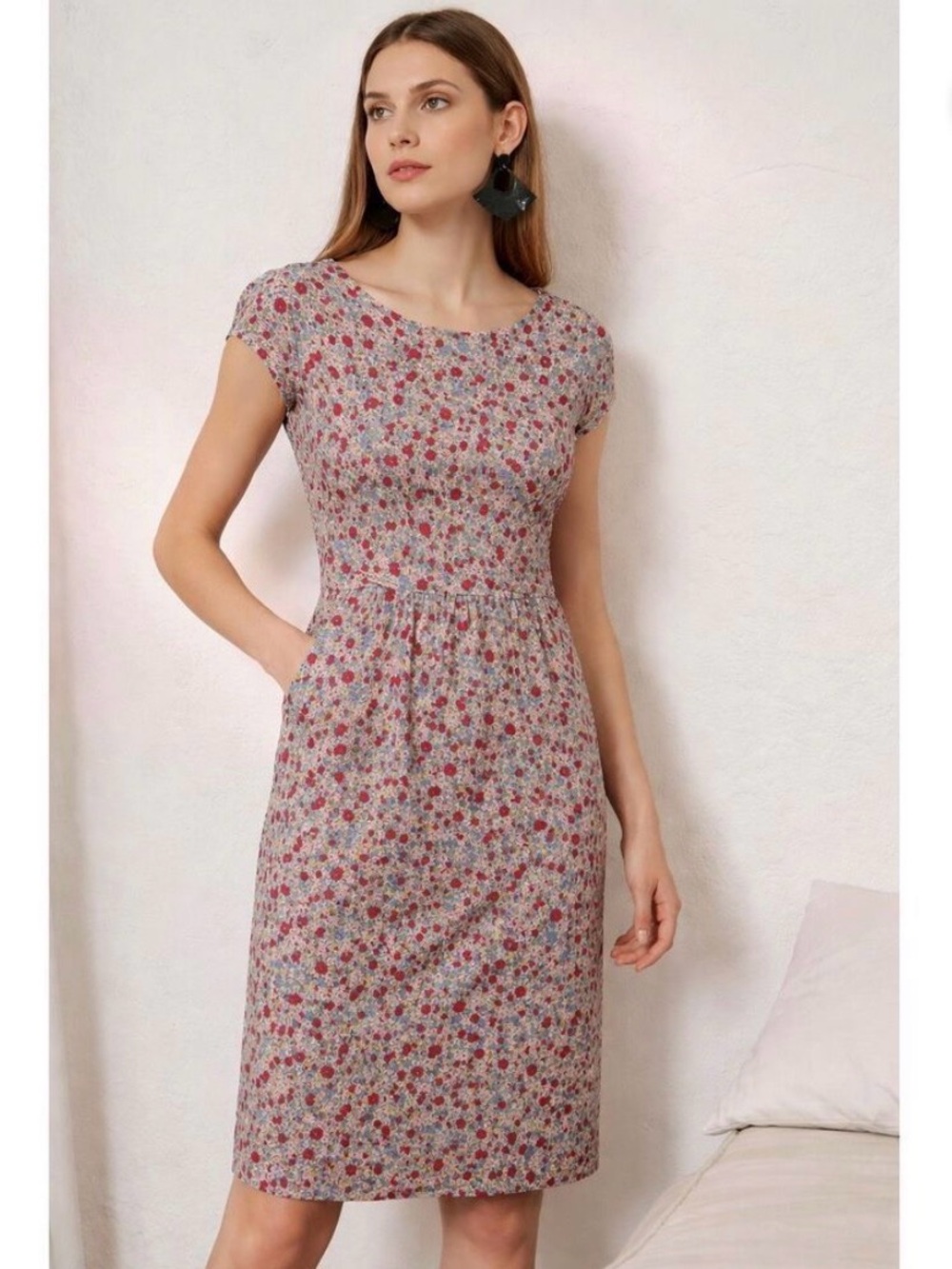 Boden Amelie Jersey Cap-Sleeve Dress